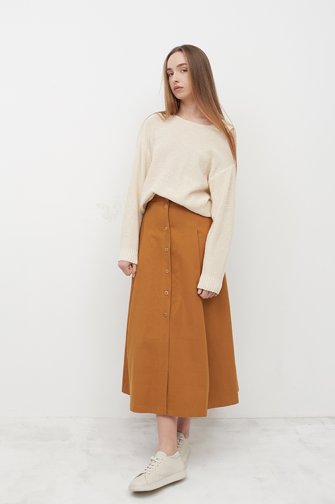 Спідниця бавовняна охра на ґудзиках (С 91)